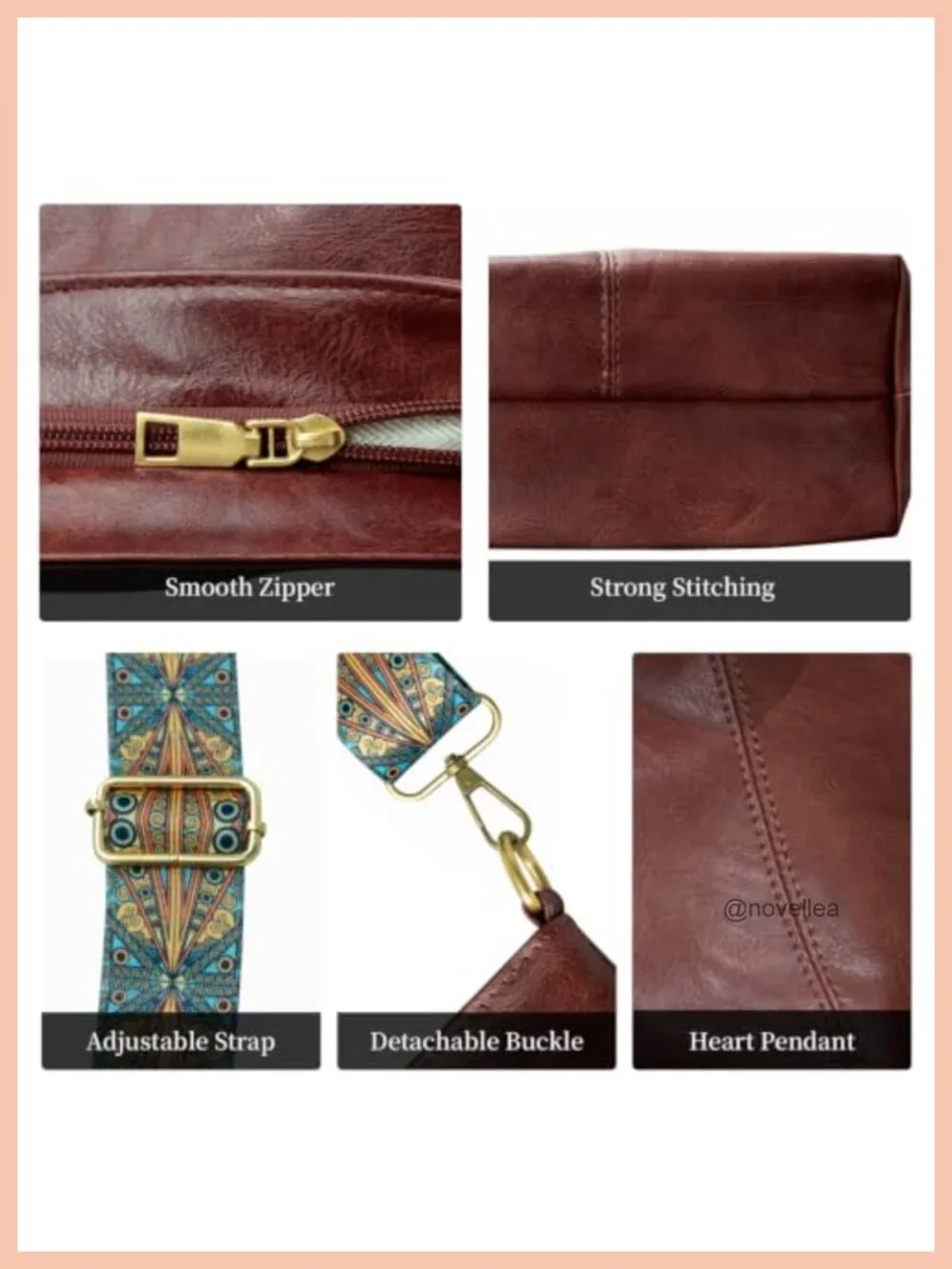 Women's Hobo Bag Crossbody Purse Vegan Leather Shoulder Handbag Boho Tote
